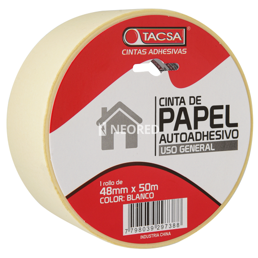 [TACPTTACSA760B] Cinta de papel blanco - 48mm x 50m