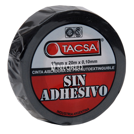 [TACPTTACSA077N] Cinta aisladora de PVC autoextinguible sin adhesivo - 19mm x 20m x 0,10mm
