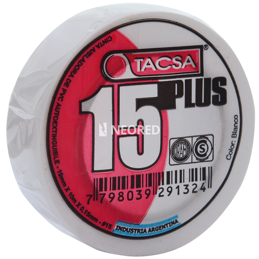 [TACPTTACSA015B] 15 plus - cinta aisladora de PVC autoextinguible - 19mm x 10m x 0,15mm