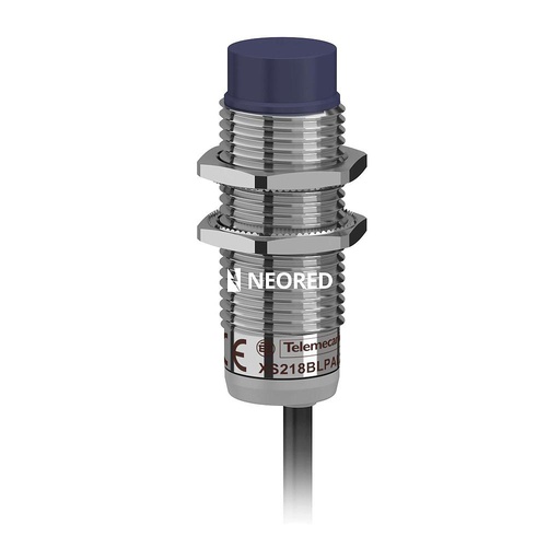 [SCHXS218BLNAL2] Dis-Sensor Inductivo Metal M18x53mm, no empotrable, Alc 8mm, NPN 1NA, 24VDC, Cable 2m