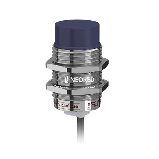 [SCHXS230BLNAL2] Dis-Sensor Inductivo Metal M30x57mm, no empotrable, Alc 15mm, NPN 1NA, 24VDC, Cable 2m