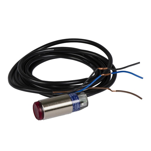 [SCHXUB0BPSNL2] Dis-Sensor Fotoeléctrico Metal M18, Receptor Prog, PNP 1NA/NC, 12/24 VDC, Cable 2m