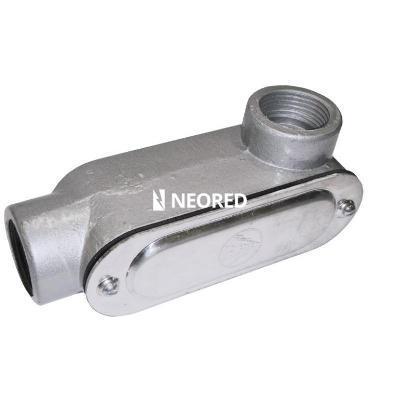 [DELALL 37] CAJA DE PASO de ALUMINIO TIPO CONDULET ESTANCO CON 1 TAPA/JUNTA de 2 VIAS 90* IZQ. 1" NPT