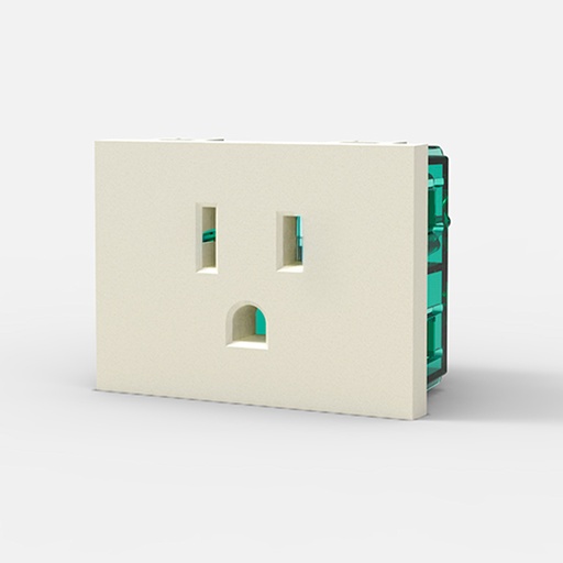 [CAM6903] MODULO TOMA TIPO AMERICANO C/TIERRA - BLANCA