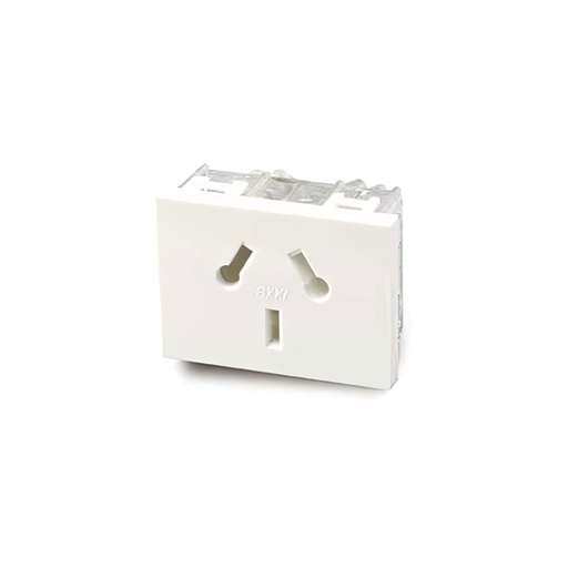 [CAM6909] MODULO TOMA BIPOLAR + BIPOLAR C/TIERRA - BLANCA