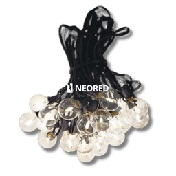 [TBCEV-1225-SP] GUIRNALDA AUTÓNOMA SOLAR CON LÁMPARAS LED - Longitud 12,3m - 25 Lámparas led - IP65 - Color Negro - Luz Cálida