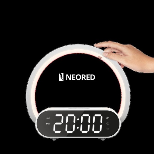 [CORVULCANO] LAMPARA LED VELADOR MADERA, 5W 180LM, AC100-240V, RA>80, BLANCO CALIDO, DIMEABLE 3 TOQUES, CARGA RAPIDA INALAMBRICA, RELOJ DESPERTADOR