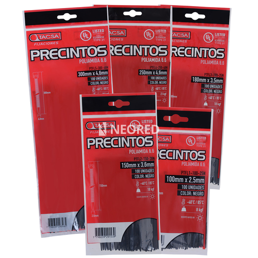 [TACPTFL-400-76N] Precintos Nylon 400 mm x 7.6 mm Negro