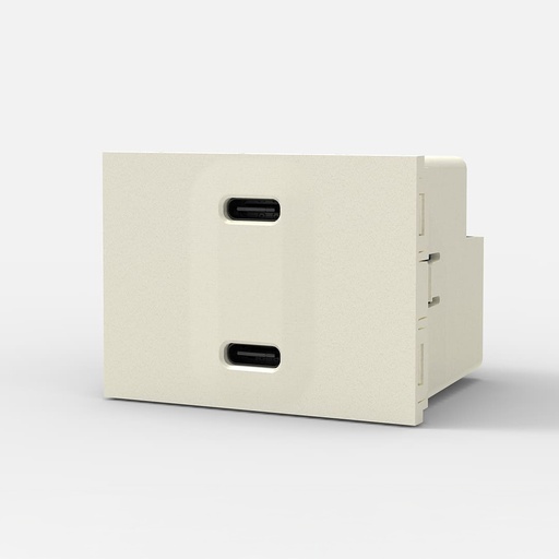 [CAM6963] MODULO CARGADOR USB DOBLE "C" + "C" 220v BLANCO 5 A.