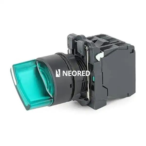 [CNCXB5-AK123B5] SELECTORA PLASTICA LUMINOSA VERDE 0-1 FIJA MANETA CORTA 1NA-1NC 24V