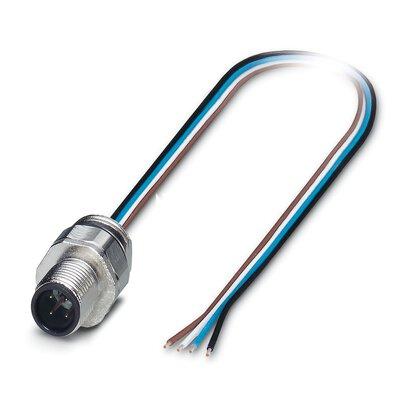 [PHO1693775] Macho de montaje incorporado para sensores/actuadores, 4 polos, M12, codificado A, montaje en paredes delanteras/montaje atornillado con rosca Pg9, posicionable, con hilo TPE de 0,5 m, 4 x 0,34 mm²