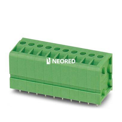 [PHO1732238] Borne p. placa de circuito impreso, corriente nominal: 24 A, tensión nominal: 400 V, paso: 5 mm, número de polos: 4, tipo de conexión: Conexión por tornillo frontal, montaje: Soldadura por ola, dirección de conexión conductor/placa de circuito impreso: 90