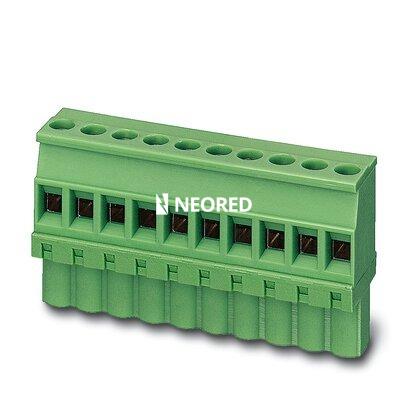 [PHO1792582] Conector para placa de circuito impreso, corriente nominal: 12 A, tensión de dimensionamiento (III/2): 320 V, número de polos: 8, paso: 5 mm, tipo de conexión: Conexión por tornillo con cápsula de tracción, color: verde, superficie contactos: Estaño