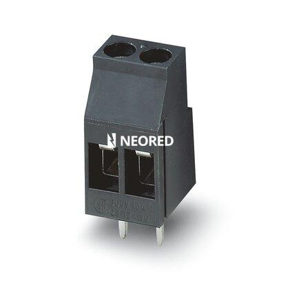 [PHO1985988] PCB terminal block, nominal current: 24 A, nom. voltage: 320 V, pitch: 5.08 mm, number of positions: 2, connection method: Screw connection with tension sleeve, mounting: THR soldering, conductor/PCB connection direction: 0 °, color: black. This article c