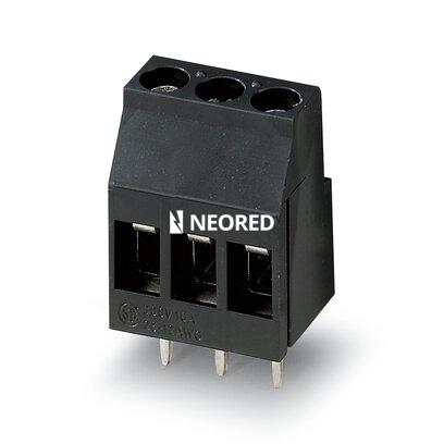 [PHO1985991] Borne p. placa de circuito impreso, corriente nominal: 24 A, tensión nominal: 320 V, paso: 5,08 mm, número de polos: 3, tipo de conexión: Conexión por tornillo con cápsula de tracción, montaje: Soldar THR, dirección de conexión conductor/placa de circuito