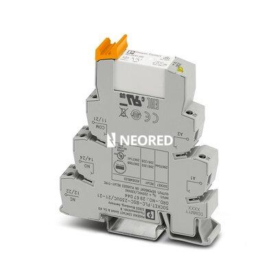[PHO2967099] Interfaz PLC, compuesta por borne de base PLC-BSC.../21 con conexión por tornillo y relé miniatura enchufable con contacto de potencia, para el montaje sobre carril NS 35/7,5, 2 contacto conmutado, tensión de entrada 230 V AC/220 V DC