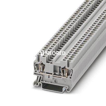[PHO3031212] Borne de paso, tensión nominal: 800 V, corriente nominal: 24 A, tipo de conexión: Conexión por resorte, número de conexiones: 2, sección:0,08 mm² - 4 mm²,  AWG: 28 - 12, anchura: 5,2 mm, color: gris, clase de montaje: NS 35/7,5, NS 35/15