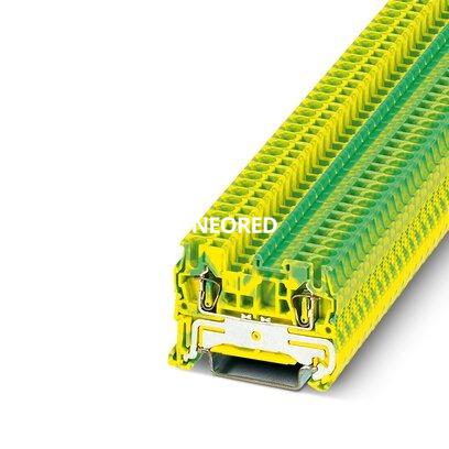 [PHO3031238] Borne de tierra de conexión por resorte, tipo de conexión: Conexión por resorte, número de conexiones: 2, sección:0,08 mm² - 4 mm²,  AWG: 28 - 12, anchura: 5,2 mm, color: amarillo-verde, clase de montaje: NS 35/7,5, NS 35/15