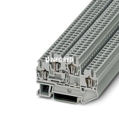 [PHO3031270] Borne de resorte de doble piso, tipo de conexión: Conexión por resorte, sección: 0,08 mm² - 4 mm², AWG: 28 - 12, anchura: 5,2 mm, color: gris, clase de montaje: NS 35/7,5, NS 35/15