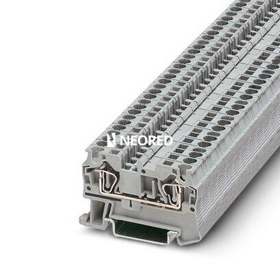 [PHO3031364] Borne de paso, tensión nominal: 800 V, corriente nominal: 32 A, tipo de conexión: Conexión por resorte, número de conexiones: 2, sección:0,08 mm² - 6 mm²,  AWG: 28 - 10, anchura: 6,2 mm, color: gris, clase de montaje: NS 35/7,5, NS 35/15