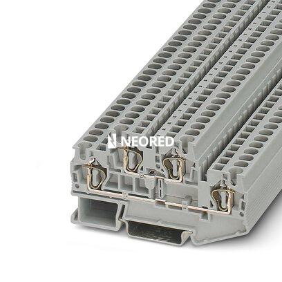 [PHO3031429] Borne de resorte de doble piso, tipo de conexión: Conexión por resorte, sección: 0,08 mm² - 6 mm², AWG: 28 - 10, anchura: 6,2 mm, color: gris, clase de montaje: NS 35/7,5, NS 35/15