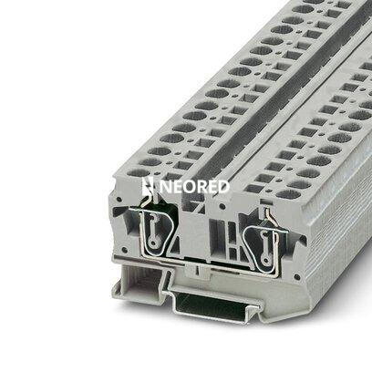 [PHO3031487] Borne de paso, tensión nominal: 1000 V, corriente nominal: 41 A, tipo de conexión: Conexión por resorte, número de conexiones: 2, sección:0,2 mm² - 10 mm²,  AWG: 24 - 8, anchura: 8,2 mm, color: gris, clase de montaje: NS 35/7,5, NS 35/15