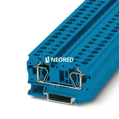 [PHO3031490] Borne de paso, tensión nominal: 1000 V, corriente nominal: 41 A, tipo de conexión: Conexión por resorte, número de conexiones: 2, sección:0,2 mm² - 10 mm²,  AWG: 24 - 8, anchura: 8,2 mm, color: azul, clase de montaje: NS 35/7,5, NS 35/15