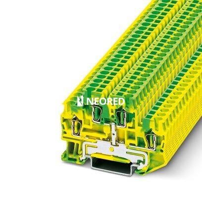 [PHO3036026] Borne de doble piso conductor de protección, Sección:  0,08 mm² - 4 mm², AWG: 28 - 12, Tipo de conexión: Conexión por resorte, Anchura: 5,2 mm, Color: amarillo-verde, Tipo de montaje: NS 35/7,5, NS 35/15
