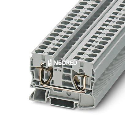 [PHO3036110] Borne de paso, tensión nominal: 1000 V, corriente nominal: 57 A, tipo de conexión: Conexión por resorte, número de conexiones: 2, sección:0,2 mm² - 16 mm²,  AWG: 24 - 6, anchura: 10,2 mm, color: gris, clase de montaje: NS 35/7,5, NS 35/15