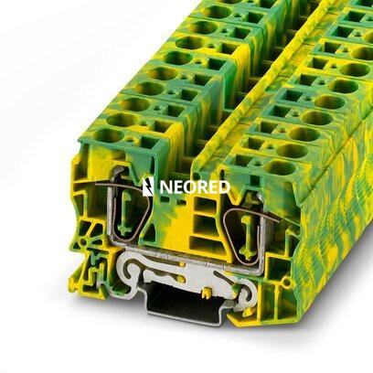 [PHO3036165] Borne de tierra de conexión por resorte, tipo de conexión: Conexión por resorte, número de conexiones: 2, sección:0,2 mm² - 25 mm²,  AWG: 24 - 4, anchura: 12,2 mm, color: amarillo-verde, clase de montaje: NS 35/7,5, NS 35/15