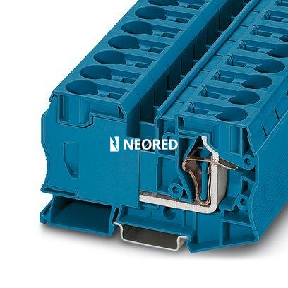 [PHO3036181] Borne de paso, tensión nominal: 1000 V, corriente nominal: 125 A, tipo de conexión: Conexión por resorte, número de conexiones: 2, sección:2,5 mm² - 35 mm²,  AWG: 14 - 2, anchura: 16 mm, color: azul, clase de montaje: NS 35/7,5, NS 35/15
