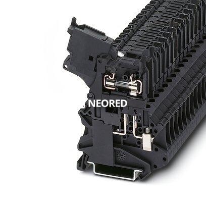 [PHO3046032] Borne de carril para fusible, tipo de fusible: Vidrio/cerámica/..., tipo de conexión: Conexión por tornillo, sección: 0,14 mm²- 6 mm², AWG: 26 - 10, corriente nominal: 6,3 A, tensión nominal: 500 V, anchura: 6,2 mm, tipo de fusible: G/5 x 20, clase de mon