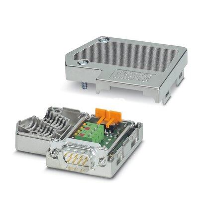 [PHO2744348] Conector D-SUB, 9 polos, pin, dos entradas de cables de menos de 35°, sistema de bus: PROFIBUS DP hasta 12 MBits/s, resistencia de cierre mediante conmutador deslizante, asignación de pines: 3, 5, 6, 8; bornes de conexión por resorte