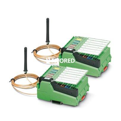 [PHO2884208] Juego Wireless MUX, dos módulos con 16 entradas y salidas digitales cada uno y 2 entradas y salidas analógicas (0 ... 20 mA, 0 ... 10 V), incl. antenas omnidireccionales con cable de 1,5 m 