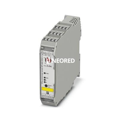 [PHO2900414] Controlador de arranque híbrido para invertir motores 3~ CA de hasta 500 V CA y 2,4 A de corriente de salida, con una tensión de control de 24 V CC, disyuntor de sobrecarga ajustable, función de parada de emergencia hasta SIL 3 / PL e y conexión por torni