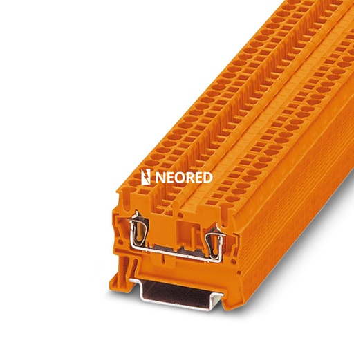 [PHO3037070] Borne de paso, tensión nominal: 800 V, corriente nominal: 24 A, tipo de conexión: Conexión por resorte, número de conexiones: 2, sección:0,08 mm² - 4 mm²,  AWG: 28 - 12, anchura: 5,2 mm, color: naranja, clase de montaje: NS 35/7,5, NS 35/15