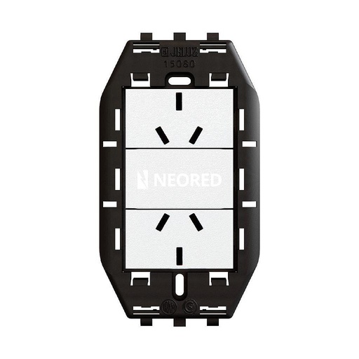 [JEL57008/2] 2 Tomacorrientes Bipolar + Tierra 250Vca - 10A Normalizado