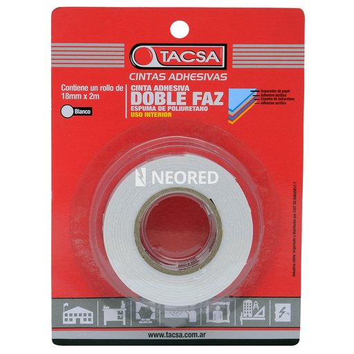 [TACPTTACSA152B] Cinta adhes doble faz    2M   18mmA espuma BL