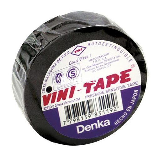 [TBC261D-20N] CINTAS VINI-TAPE 0.2MM X 19MM X 20M COLOR NEGRO