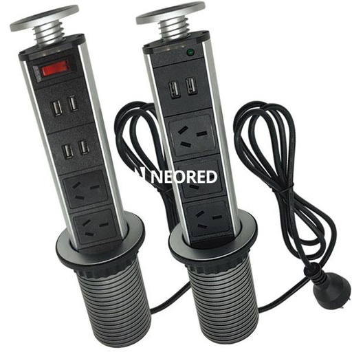 [TBCPOPUP-B22] ESTACION DE CARGA TELESCOPICA 2 TOMAS CORRIENTES+4 PUESTOS USB  NEGRO