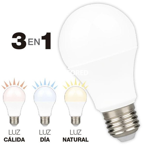 [TBCA60-SMD-9W] LAMPARAS LED ESPECIALES TBCIN A60 3 EN 1 9W LUZ CALIDA / DIA / NATURAL