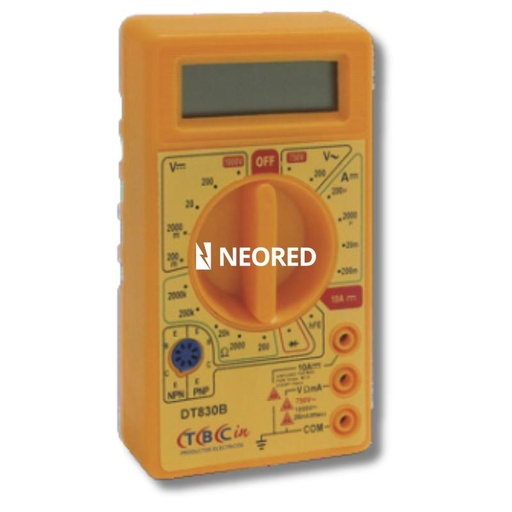 [TBCDT830B] MULTIMETRO DIGITAL TBCIN MEDICION DE DIODOS Y TRANSISTORES