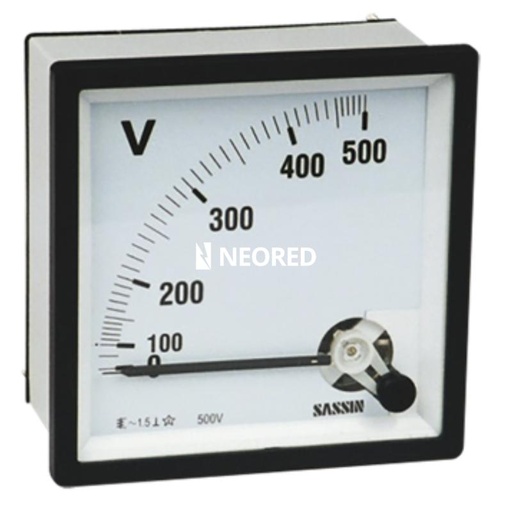 [TBCSE-96V500] VOLTIMETRO ANALOGICO TBCIN PARA CORRIENTE ALTERNA 500VCA 96X96MM