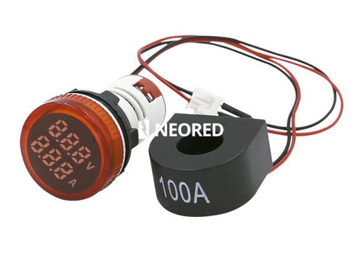 [TBCAD22DS-YVA] MINI VOLTIMETRO-AMPERIMETRO TBCIN DIGITAL REDONDO COLOR AMARILLO - 