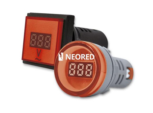 [TBCAD22DS-RVS] MINI VOLTRIMETROS DIGITALES CUADRADO ROJO
