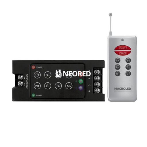 [CORCON-RGB-RF-360W] CONTROLADOR RGB RF 360W DC-12/24V BASE CON BOTONERA