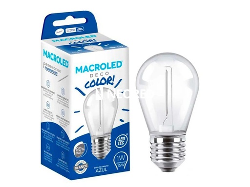 [CORBFS14- 1A] BULBO S14 FILAMENTO MACROLED 1W E27 AC180-265V AZUL