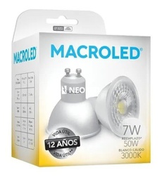 [CORCPS-DP-GU10-20W] DICRO MACROLED ECO 7W AC100-240V CALIDO 3000K SPD1500V 38º