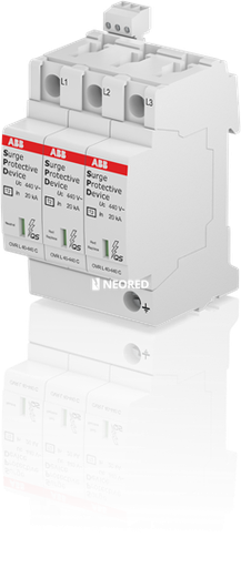 [ABB2CTB803873R2700] Descargador Tipo 2 - 40kA Trifasico sin Neutro Uf=440V Enchufable c/ Señalizacion