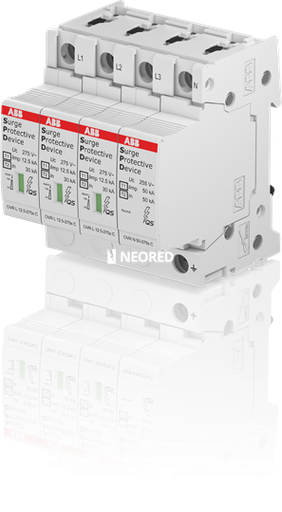 [ABB2CTB815710R1900] Descargador Tipo 1+2 - 12,5kA Trifasico - Uf=275V - doble varistor - Enchufable